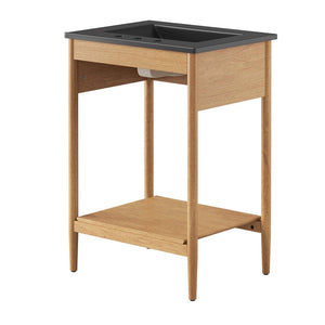 Modway Furniture Zaire 24" Bathroom Vanity by Modway - Mid-Century Modern Design with Open Shelving and Stability Natural Black EEI-6661-NAT-BLK