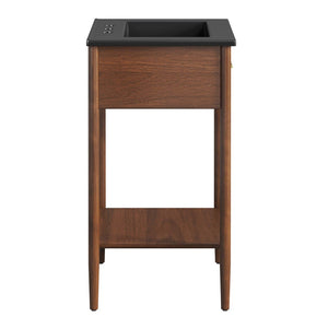 Modway Furniture Zaire 24" Bathroom Vanity by Modway - Mid-Century Modern Design with Open Shelving and Stability Walnut Black EEI-6661-WAL-BLK