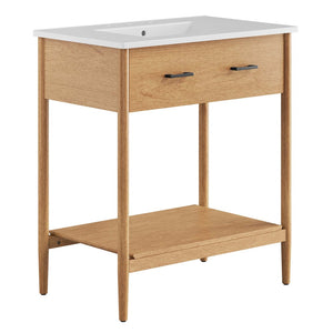 Modway Furniture Zaire 30" Bathroom Vanity by Modway – Sleek Mid-Century Modern Design with Integrated Basin & Storage Natural White EEI-6662-NAT-WHI