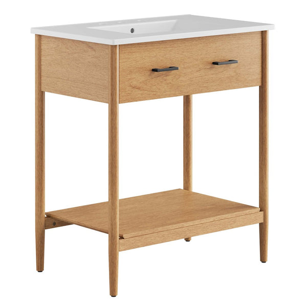 Modway Furniture Zaire 30" Bathroom Vanity by Modway – Sleek Mid-Century Modern Design with Integrated Basin & Storage Natural White EEI-6662-NAT-WHI