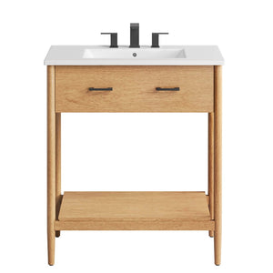 Modway Furniture Zaire 30" Bathroom Vanity by Modway – Sleek Mid-Century Modern Design with Integrated Basin & Storage Natural White EEI-6662-NAT-WHI