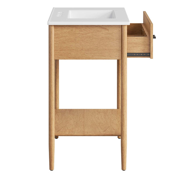 Modway Furniture Zaire 30" Bathroom Vanity by Modway – Sleek Mid-Century Modern Design with Integrated Basin & Storage Natural White EEI-6662-NAT-WHI