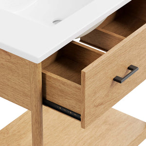 Modway Furniture Zaire 30" Bathroom Vanity by Modway – Sleek Mid-Century Modern Design with Integrated Basin & Storage Natural White EEI-6662-NAT-WHI