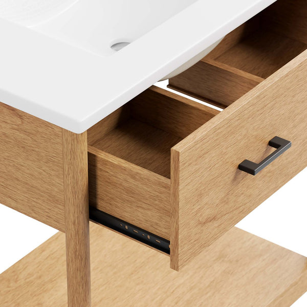 Modway Furniture Zaire 30" Bathroom Vanity by Modway – Sleek Mid-Century Modern Design with Integrated Basin & Storage Natural White EEI-6662-NAT-WHI