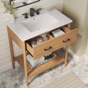 Modway Furniture Zaire 30" Bathroom Vanity by Modway – Sleek Mid-Century Modern Design with Integrated Basin & Storage Natural White EEI-6662-NAT-WHI
