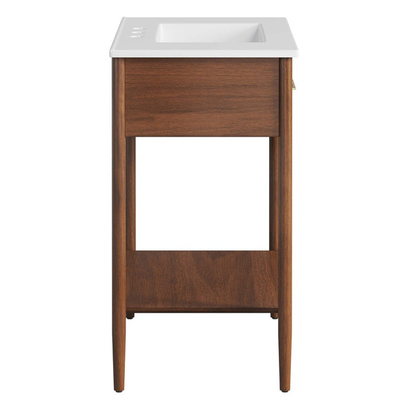 Modway Furniture Zaire 30" Bathroom Vanity by Modway – Sleek Mid-Century Modern Design with Integrated Basin & Storage Walnut White EEI-6662-WAL-WHI