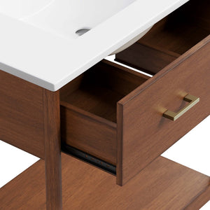 Modway Furniture Zaire 30" Bathroom Vanity by Modway – Sleek Mid-Century Modern Design with Integrated Basin & Storage Walnut White EEI-6662-WAL-WHI