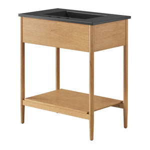 Modway Furniture Zaire 30" Bathroom Vanity - Mid-Century Modern Design with Integrated Ceramic Basin & Storage Solutions Natural Black EEI-6663-NAT-BLK