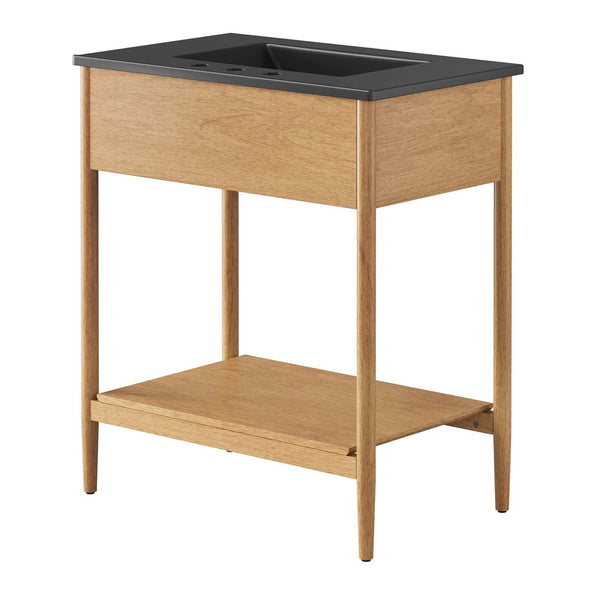 Modway Furniture Zaire 30" Bathroom Vanity - Mid-Century Modern Design with Integrated Ceramic Basin & Storage Solutions Natural Black EEI-6663-NAT-BLK