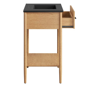 Modway Furniture Zaire 30" Bathroom Vanity - Mid-Century Modern Design with Integrated Ceramic Basin & Storage Solutions Natural Black EEI-6663-NAT-BLK