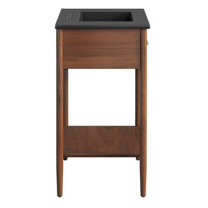 Modway Furniture Zaire 30" Bathroom Vanity - Mid-Century Modern Design with Integrated Ceramic Basin & Storage Solutions Walnut Black EEI-6663-WAL-BLK