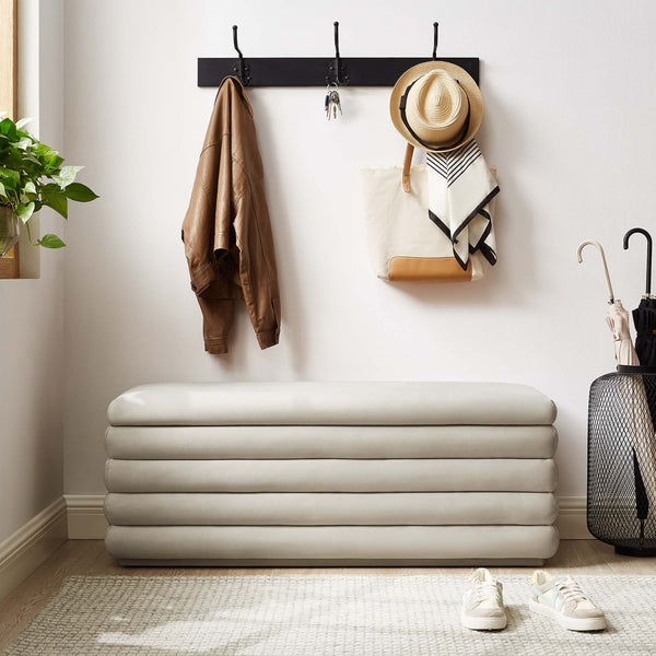 Modway Furniture Mezzo Upholstered Storage Bench in Performance Velvet – Stylish, Comfortable, and Space-Saving Design Almond EEI-6664-ALM