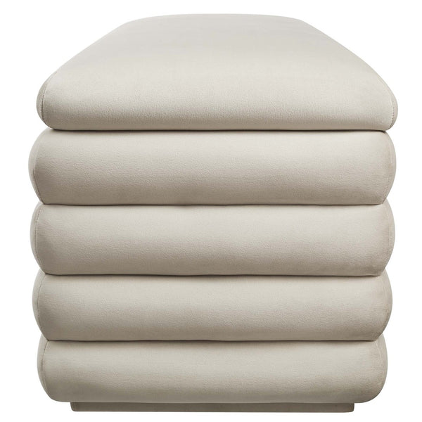 Modway Furniture Mezzo Upholstered Storage Bench in Performance Velvet – Stylish, Comfortable, and Space-Saving Design Almond EEI-6664-ALM