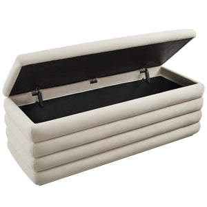 Modway Furniture Mezzo Upholstered Storage Bench in Performance Velvet – Stylish, Comfortable, and Space-Saving Design Almond EEI-6664-ALM