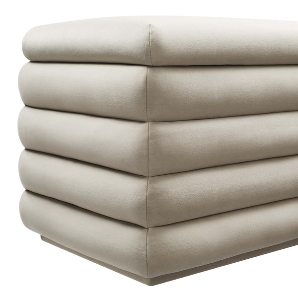 Modway Furniture Mezzo Upholstered Storage Bench in Performance Velvet – Stylish, Comfortable, and Space-Saving Design Almond EEI-6664-ALM