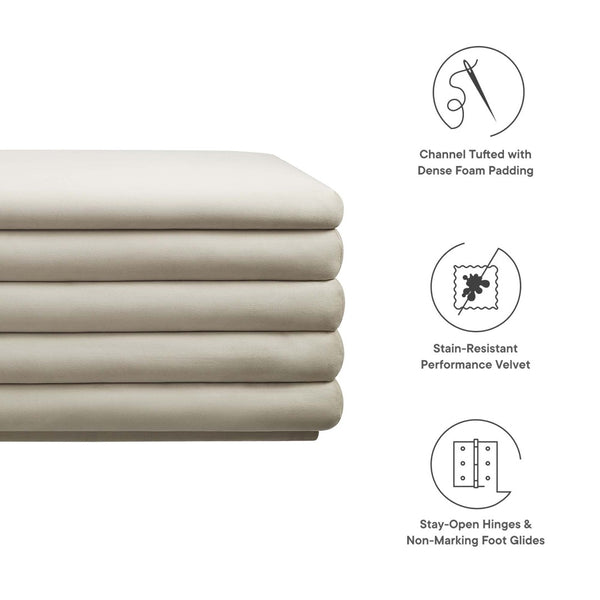 Modway Furniture Mezzo Upholstered Storage Bench in Performance Velvet – Stylish, Comfortable, and Space-Saving Design Almond EEI-6664-ALM