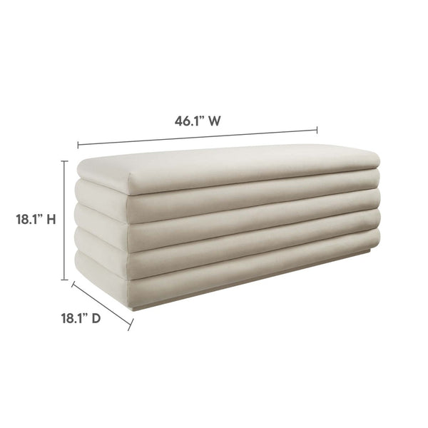 Modway Furniture Mezzo Upholstered Storage Bench in Performance Velvet – Stylish, Comfortable, and Space-Saving Design Almond EEI-6664-ALM