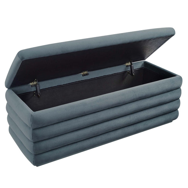 Modway Furniture Mezzo Upholstered Storage Bench in Performance Velvet – Stylish, Comfortable, and Space-Saving Design Cadet Blue EEI-6664-CAB
