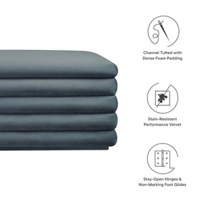 Modway Furniture Mezzo Upholstered Storage Bench in Performance Velvet – Stylish, Comfortable, and Space-Saving Design Cadet Blue EEI-6664-CAB