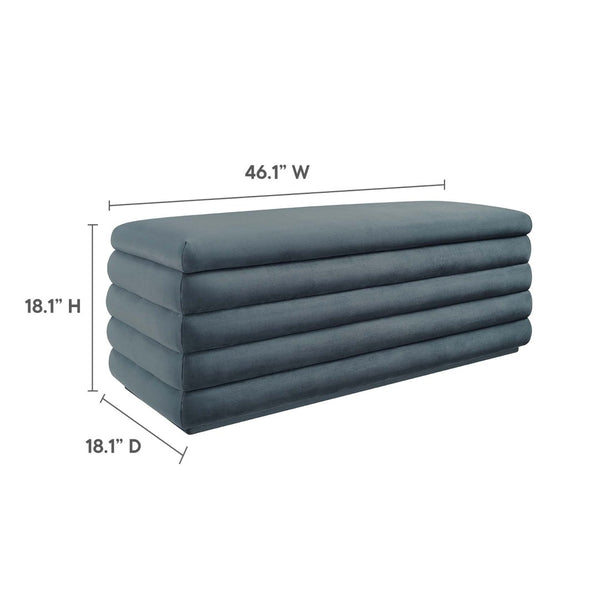 Modway Furniture Mezzo Upholstered Storage Bench in Performance Velvet – Stylish, Comfortable, and Space-Saving Design Cadet Blue EEI-6664-CAB