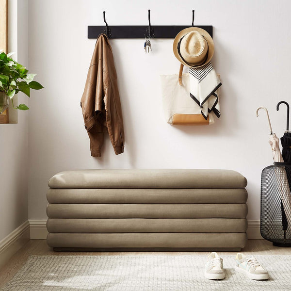 Modway Furniture Mezzo Upholstered Storage Bench in Performance Velvet – Stylish, Comfortable, and Space-Saving Design Taupe EEI-6664-TAU