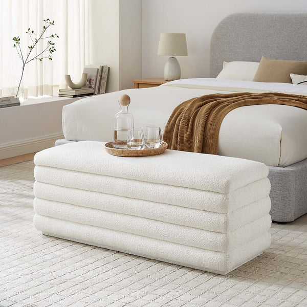 Modway Furniture Mezzo Boucle Upholstered Storage Bench with Plush Cushioning - Stylish, Functional & Fully Assembled! EEI-6665-CLO