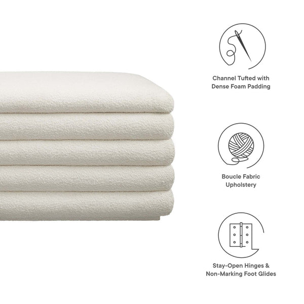 Modway Furniture Mezzo Boucle Upholstered Storage Bench with Plush Cushioning - Stylish, Functional & Fully Assembled! EEI-6665-CLO