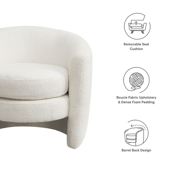 Modway Furniture Affinity Upholstered Boucle Fabric Armchair - Elegant Curved Design for Cozy Living Room Comfort Cloud EEI-6666-CLO