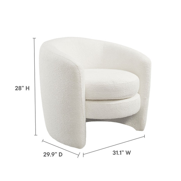 Modway Furniture Affinity Upholstered Boucle Fabric Armchair - Elegant Curved Design for Cozy Living Room Comfort Cloud EEI-6666-CLO