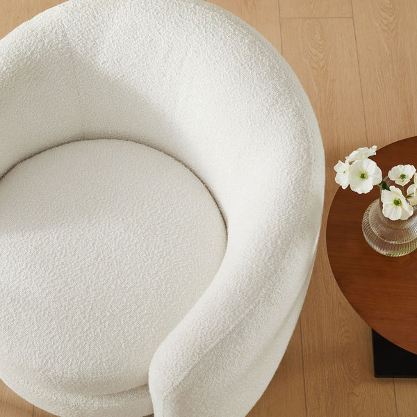 Modway Furniture Affinity Upholstered Boucle Fabric Armchair - Elegant Curved Design for Cozy Living Room Comfort Cloud EEI-6666-CLO