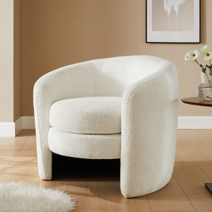 Modway Furniture Affinity Upholstered Boucle Fabric Armchair - Elegant Curved Design for Cozy Living Room Comfort Cloud EEI-6666-CLO