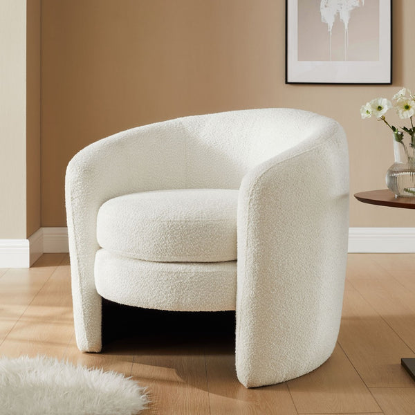 Modway Furniture Affinity Upholstered Boucle Fabric Armchair - Elegant Curved Design for Cozy Living Room Comfort Cloud EEI-6666-CLO
