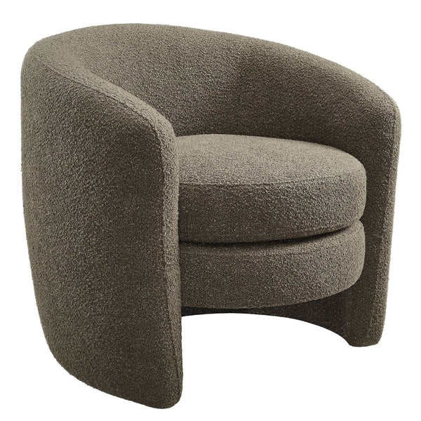 Modway Furniture Affinity Upholstered Boucle Fabric Armchair - Elegant Curved Design for Cozy Living Room Comfort Pebble EEI-6666-PEB
