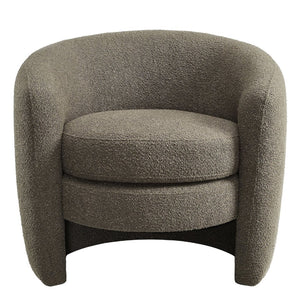 Modway Furniture Affinity Upholstered Boucle Fabric Armchair - Elegant Curved Design for Cozy Living Room Comfort Pebble EEI-6666-PEB