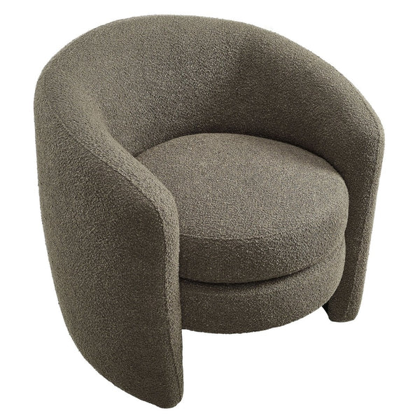 Modway Furniture Affinity Upholstered Boucle Fabric Armchair - Elegant Curved Design for Cozy Living Room Comfort Pebble EEI-6666-PEB
