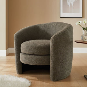Modway Furniture Affinity Upholstered Boucle Fabric Armchair - Elegant Curved Design for Cozy Living Room Comfort Pebble EEI-6666-PEB