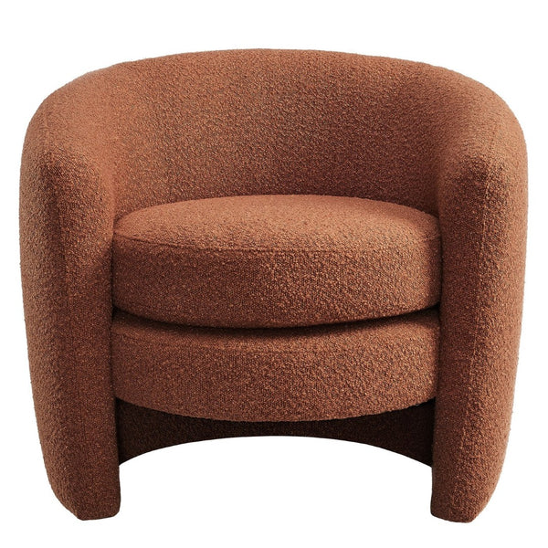 Modway Furniture Affinity Upholstered Boucle Fabric Armchair - Elegant Curved Design for Cozy Living Room Comfort Rust EEI-6666-RUS
