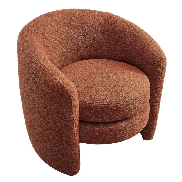Modway Furniture Affinity Upholstered Boucle Fabric Armchair - Elegant Curved Design for Cozy Living Room Comfort Rust EEI-6666-RUS