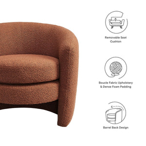 Modway Furniture Affinity Upholstered Boucle Fabric Armchair - Elegant Curved Design for Cozy Living Room Comfort Rust EEI-6666-RUS