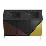 Modway Furniture Alchemist 48" Double Sink Bathroom Vanity Black Black 18.5 x 47.5 x 39.5