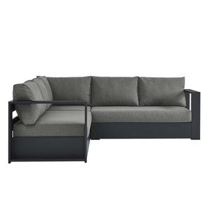 Modway Furniture Tahoe 3-Piece Outdoor Patio Sectional Sofa Set with Durable Aluminum Frame and Comfortable Cushions Gray Charcoal EEI-6668-GRY-CHA