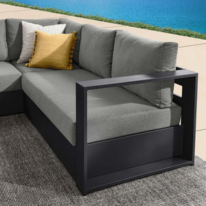 Modway Furniture Tahoe 3-Piece Outdoor Patio Sectional Sofa Set with Durable Aluminum Frame and Comfortable Cushions Gray Charcoal EEI-6668-GRY-CHA