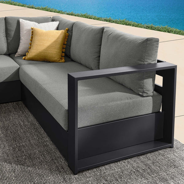 Modway Furniture Tahoe 3-Piece Outdoor Patio Sectional Sofa Set with Durable Aluminum Frame and Comfortable Cushions Gray Charcoal EEI-6668-GRY-CHA
