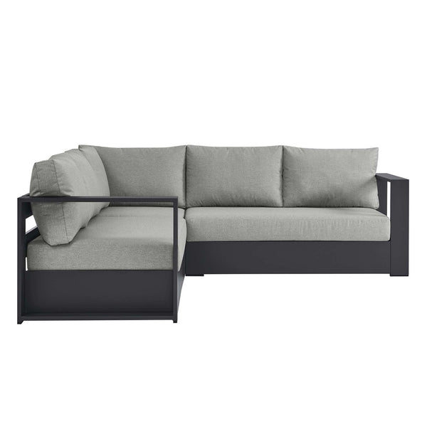 Modway Furniture Tahoe 3-Piece Outdoor Patio Sectional Sofa Set with Durable Aluminum Frame and Comfortable Cushions Gray Gray EEI-6668-GRY-GRY
