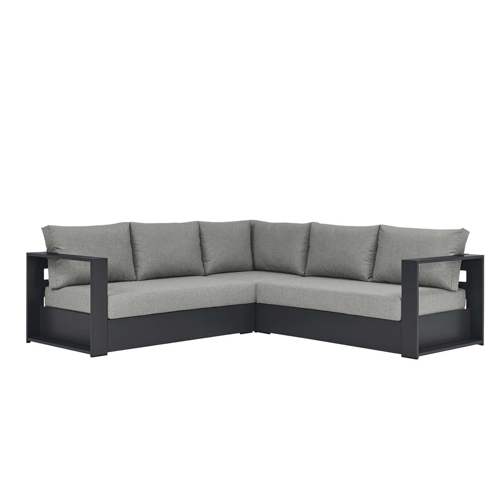 Modway Furniture Tahoe 3-Piece Outdoor Patio Sectional Sofa Set with Durable Aluminum Frame and Comfortable Cushions Gray Gray EEI-6668-GRY-GRY