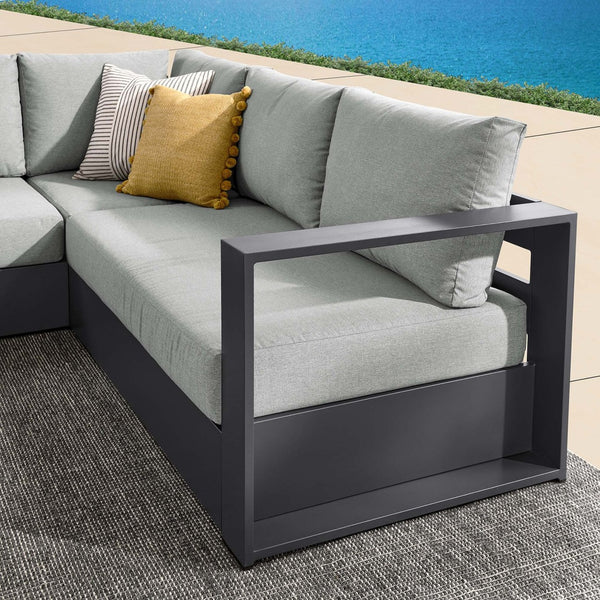 Modway Furniture Tahoe 3-Piece Outdoor Patio Sectional Sofa Set with Durable Aluminum Frame and Comfortable Cushions Gray Gray EEI-6668-GRY-GRY