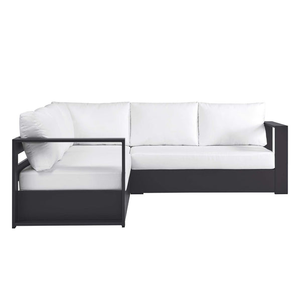 Modway Furniture Tahoe 3-Piece Outdoor Patio Sectional Sofa Set with Durable Aluminum Frame and Comfortable Cushions Gray White EEI-6668-GRY-WHI