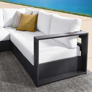 Modway Furniture Tahoe 3-Piece Outdoor Patio Sectional Sofa Set with Durable Aluminum Frame and Comfortable Cushions Gray White EEI-6668-GRY-WHI