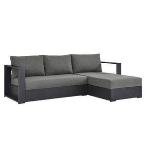 Modway Furniture Tahoe 2-Piece Outdoor Sectional Sofa Set - Durable Powder-Coated Aluminum for Stylish Lounging Gray Charcoal EEI-6669-GRY-CHA