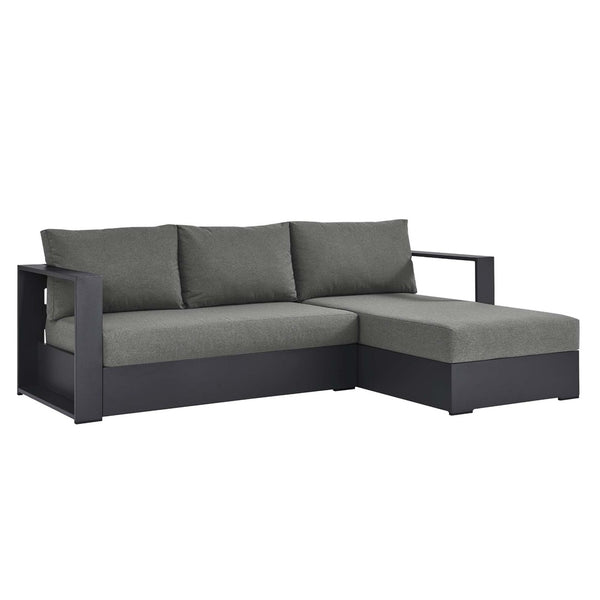 Modway Furniture Tahoe 2-Piece Outdoor Sectional Sofa Set - Durable Powder-Coated Aluminum for Stylish Lounging Gray Charcoal EEI-6669-GRY-CHA